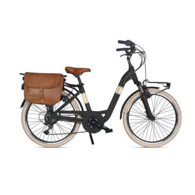 Bicicletta Via Veneto Classic E-bike Lady 24&rdquo; 6 Speed VVE24L Nero Polvere di Caff&egrave; (Opaco)